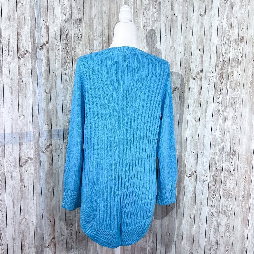 Women's New York & Company Sweater | Blue | Crew Neck | Large | Cable Knit - Picture 4 of 14
